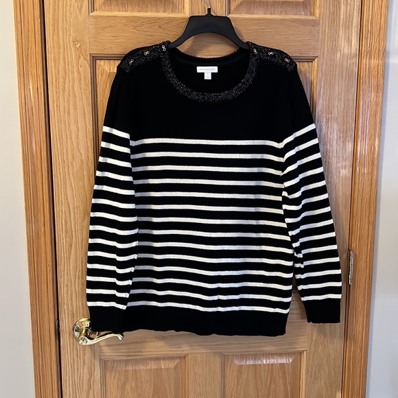 Charter Club - Striped Sweater - Black & Cream - XL - Picture 2 of 9
